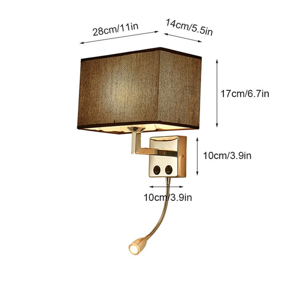 Minimalist Modern Wall Lamps Living Room Bedroom Bedside E27 LED Lighting with Rectangle Texture Shade Decoration