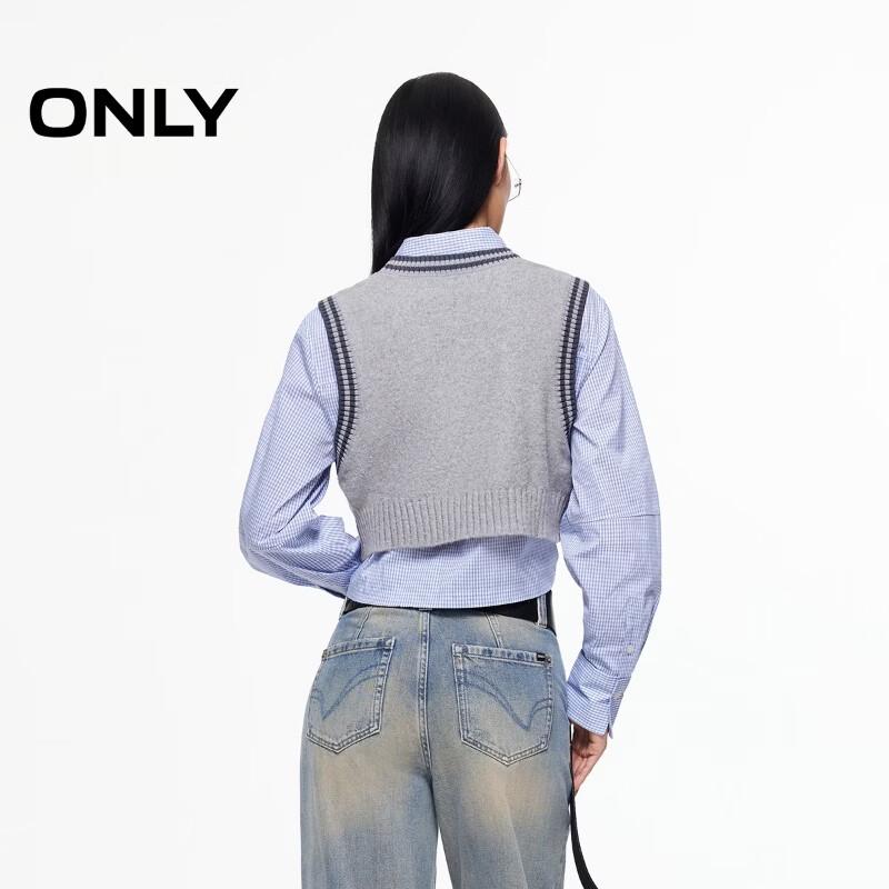ONLY 2025 Autumn Colorblock Knit Vest & Shirt Set