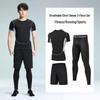 Pánské rychleschnoucí sportovní oblečení z ledového hedvábí s těsným střihem: Set s krátkým rukávem a pětibodovými kalhotami na letní fitness a běh