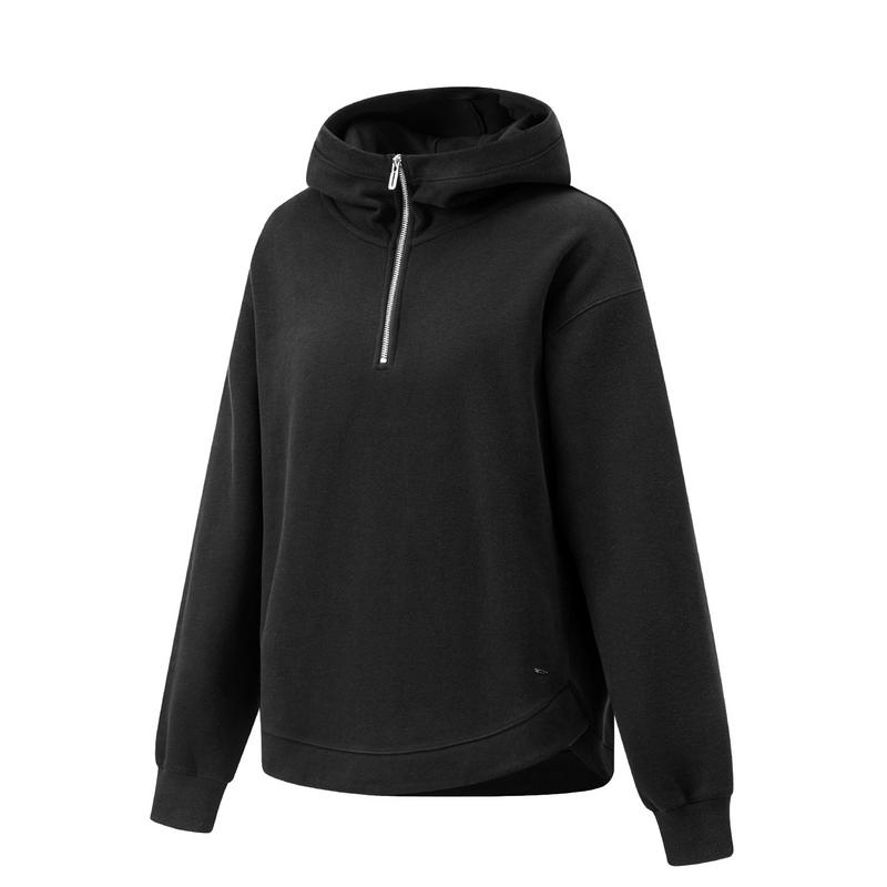 Li Ning Comfortable Simple Loose Casual Pullover Hoodie Women hoodies Black AWDTA56-2 S