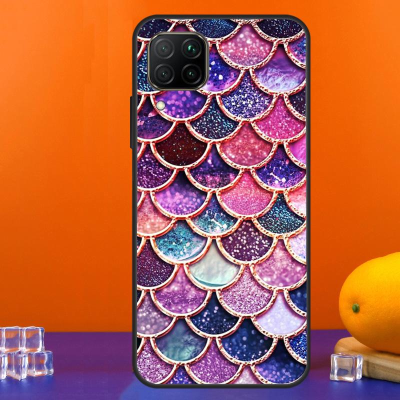 Watercolor Faux Mermaid Scales For Huawei Nova Y90 Y91 Y60 Y70 Y72 Y61 9 10 SE 12i 12s 11i 5T P60 Pro P20 P30 P40 Lite Case