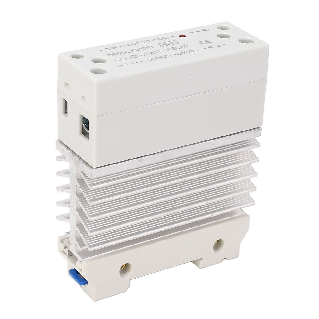 Solid State Relay 80A 3‑32VDC Input 5‑220VDC Output 35MM Rail Mounting DC To DC SSR with Heatsink