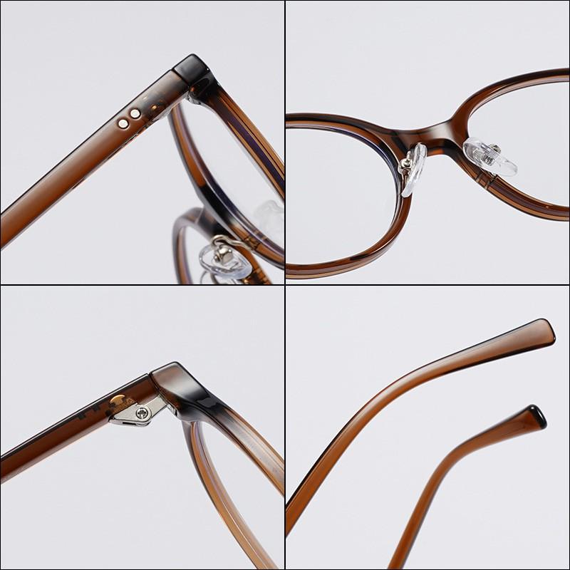 TR90 Retro Oval Small Frame Blue Light Blocking Glasses Women Cold Tea Tint Lightweight Full Rim Eyewear