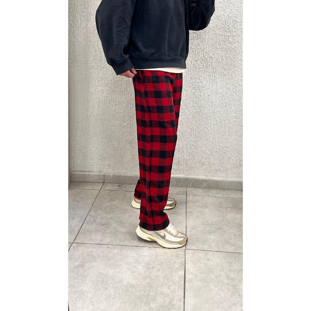 Unisex Red Black Plaid Pattern Pajama Boots Re7byk