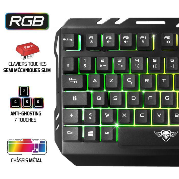 Spirit of gamer – pro-mk5 – pack gaming 3 en 1 – clavier rgb anti-ghosting / souris 7 boutons rgb 6400 dpi / tapis inclus/ pour pc