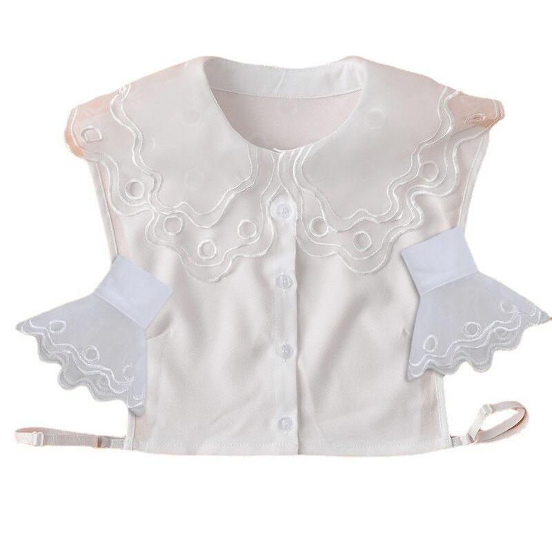 Men's Shirts Fake Collar Fake Cuff Sets Removable Half Shirt Fake Collar+Sleeved Formal Wear Shirt Detachable Collar Set