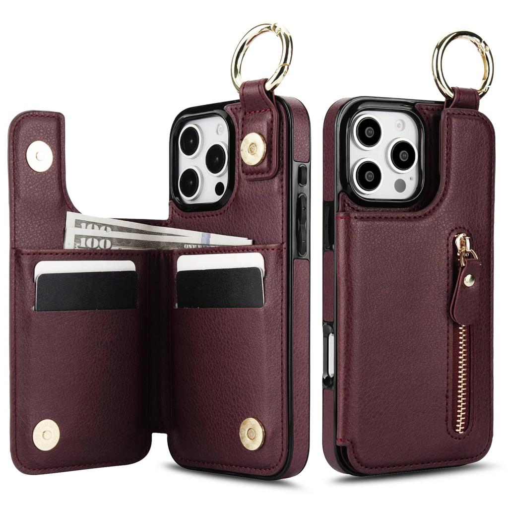 For iPhone 16 15 14 13 12 11 Pro Max 13 12 Mini X XS Max XR SE Wallet Case with Card Holder,Premium Leather Magnetic Clasp Cover