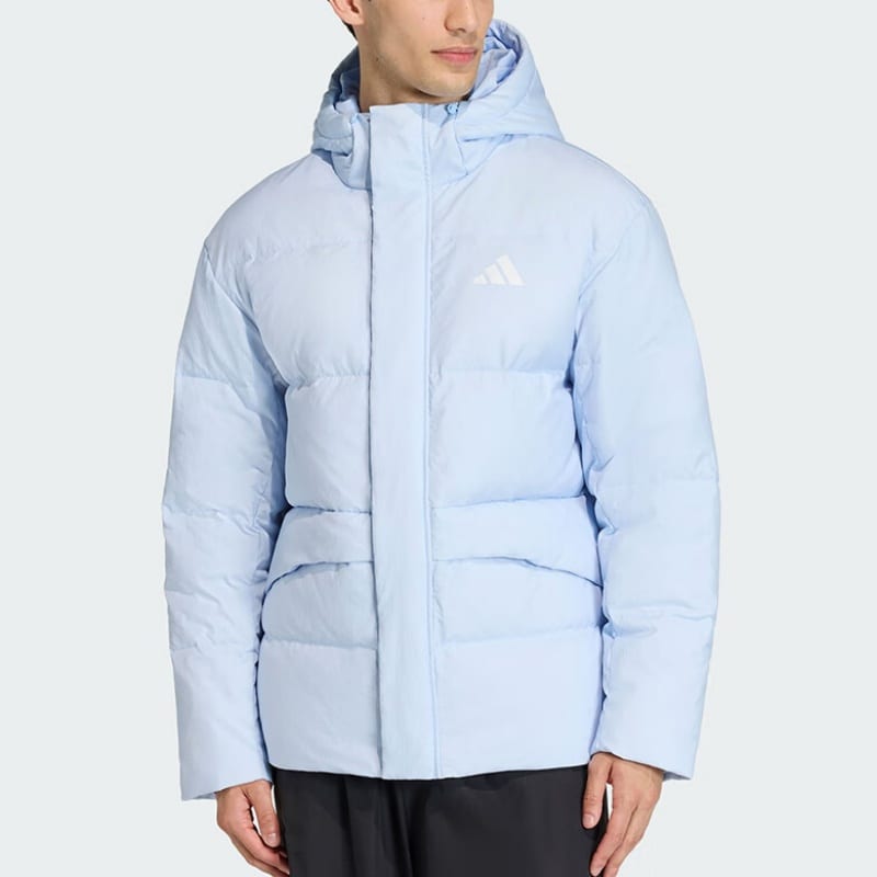 Adidas Down Jackets Unisex Blue Hooded Moderate Down Jacket KS6486