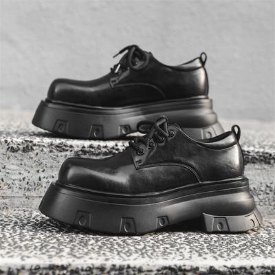 Derby Shoes Big Head Leather Shoes Men'S Heightened Platform British Style Round Head Leather Shoes 16771-J