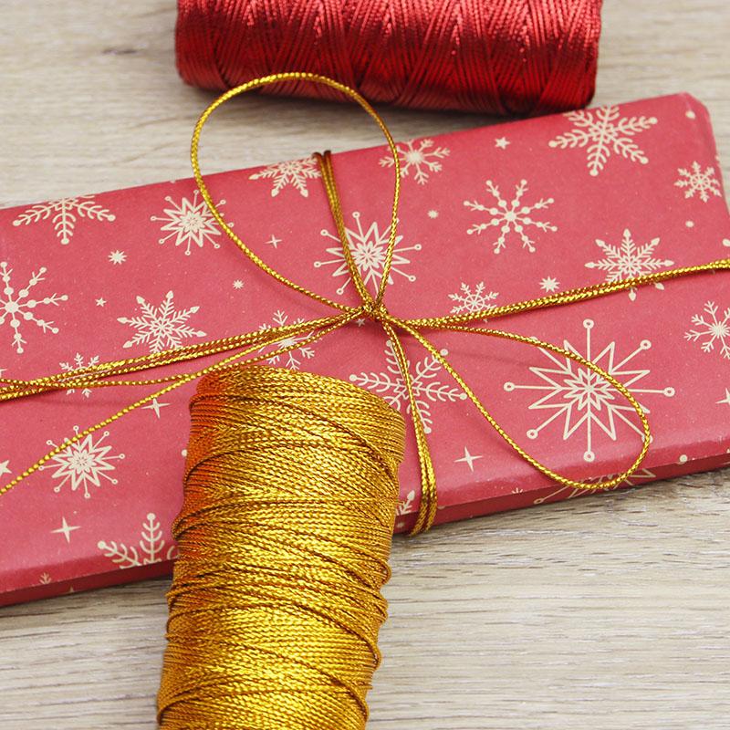 (100 Meters/roll) 1mm Wide 16 Strand Braided Hollow Gold Wire Gift Box Packaging Zip Tie Holiday Party Decoration Ribbon DIY