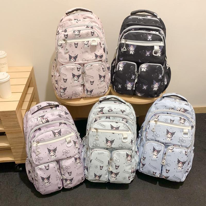 Jugendrucksack mit Sanrio Kuromi Süßes Schleifenmuster für den Campus