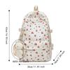 Multi-compartment Bow Pattern School Bag Multi-pocket Rucksack Floral Print Backpack  Travel
