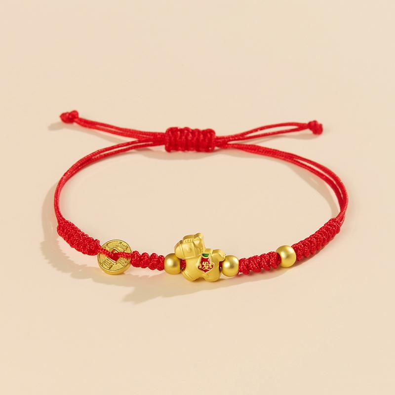 Chinese Style 2026 Horse Year Zodiac Bracelet For Women Men Lucky Hand-Woven Red Rope Bracelet New Year Jewelry Party Gift