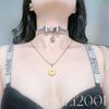 Temperature-changing Cat Ear Niche Design Choker Collar, Male and Female Sweet and Cool Decorative Rose Collar with Traction Rope, Fun Adult Products