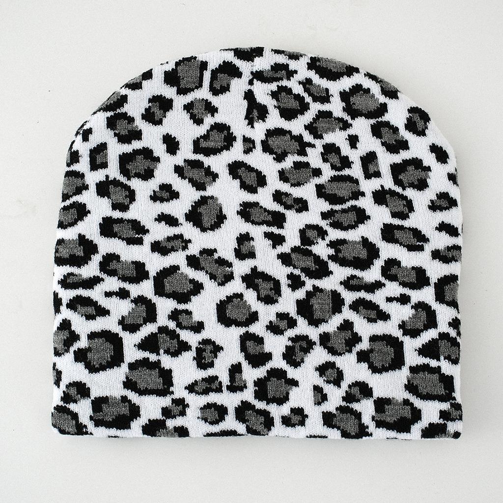 Trendy Leopard Print Knit Beanie Thick Warm Elastic Sports Hat Cool Travel Outdoor Fashion Unisex Winter Headwear Cap