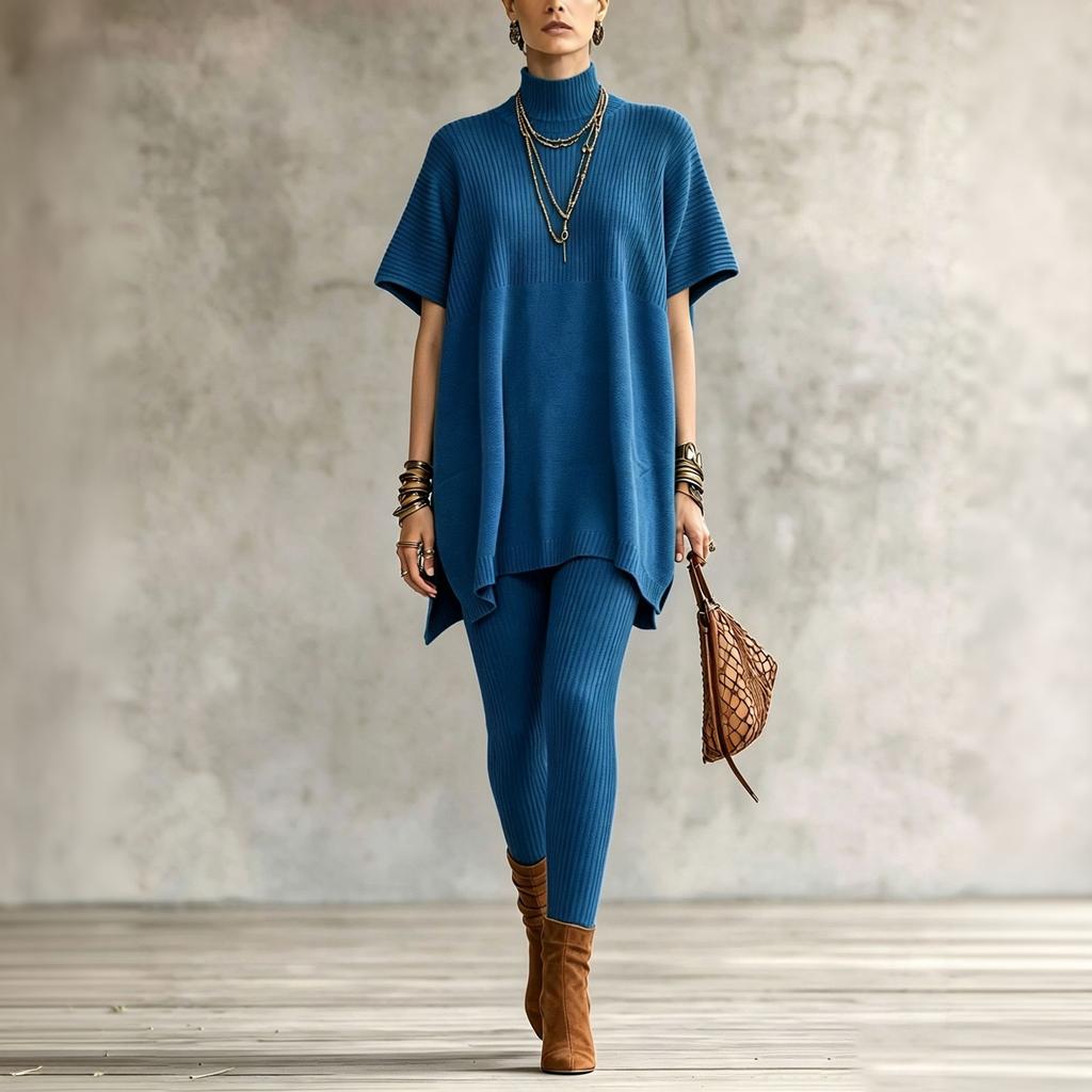 Damen Freizeit Passendes Pullover-Ärmel-Pullover-Zweiteiler-Set für den Alltag