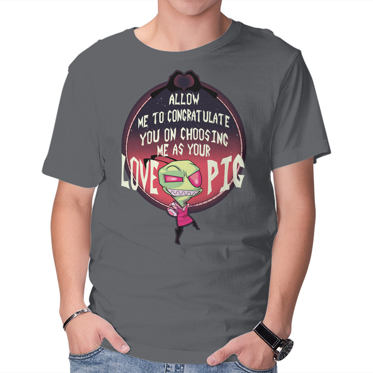 Unisex Crew Neck T-Shirt Love Pig Graphic Short Sleeve Casual Tee XXL