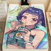 1PC Kpop Demon Hunters Print Flannel Blanket, High Quality All Seasons, Home Decor, Warmth and Comfort, Perfect for Christmas Gifts