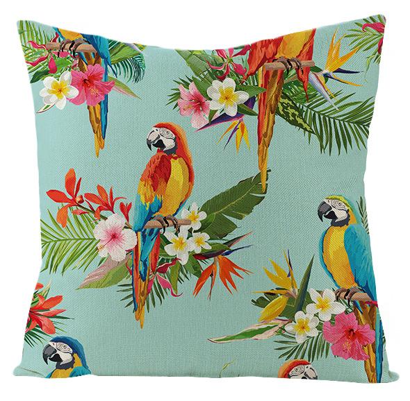 New Outdoor Waterproof Linen Pillow Case Tropical Green Leaf Cushion Cover