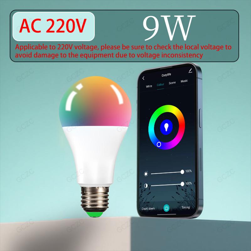 Smart Led Light Bulb Wifi/BLE  Alexa Led Lamp E27 RGB 110V 220V Smart Lamps For Google Assistant Cozylife