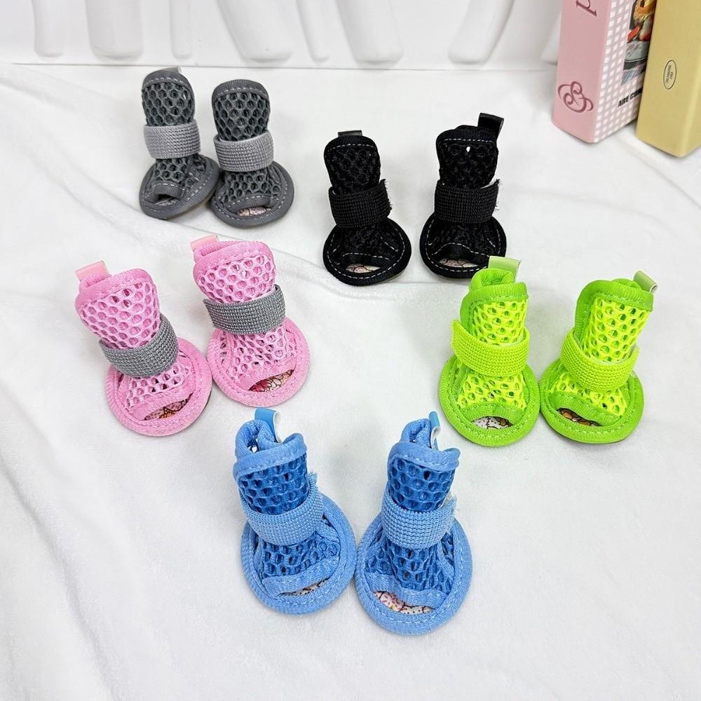 4Pcs Soft-sole Dog Shoes Non-slip Cooling Dog Boots Cute Dog Foot Cover For Small Medium Pets
