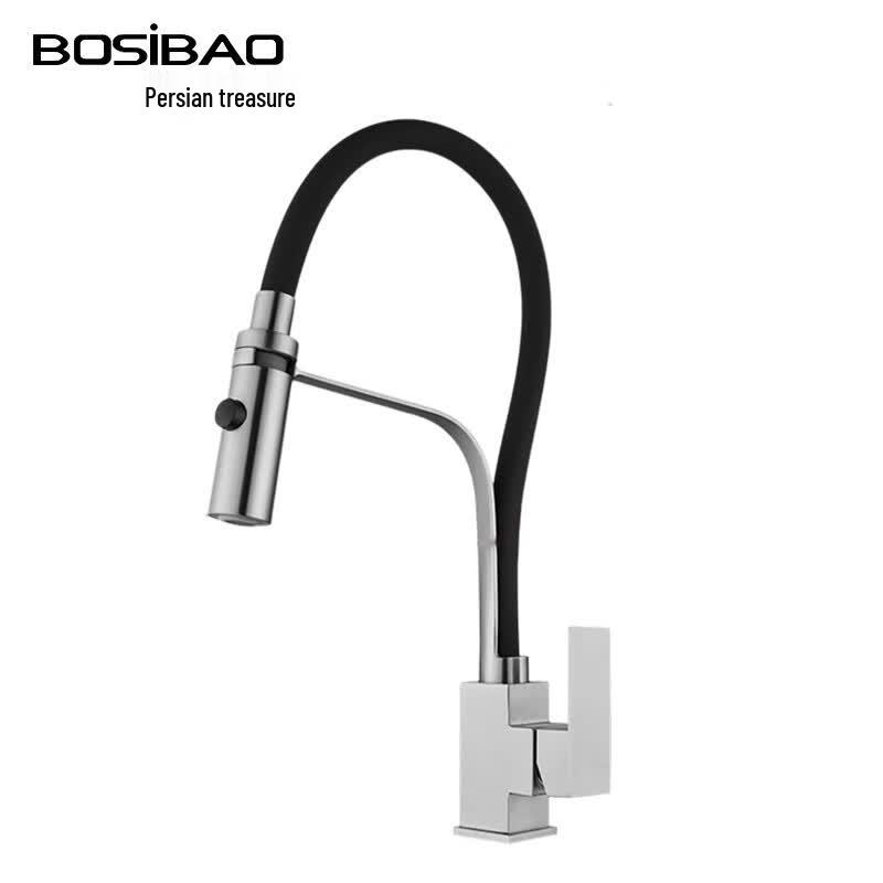 BOSIBAO 304 Stainless Steel Kitchen Faucet with Flexible Silicone Hose