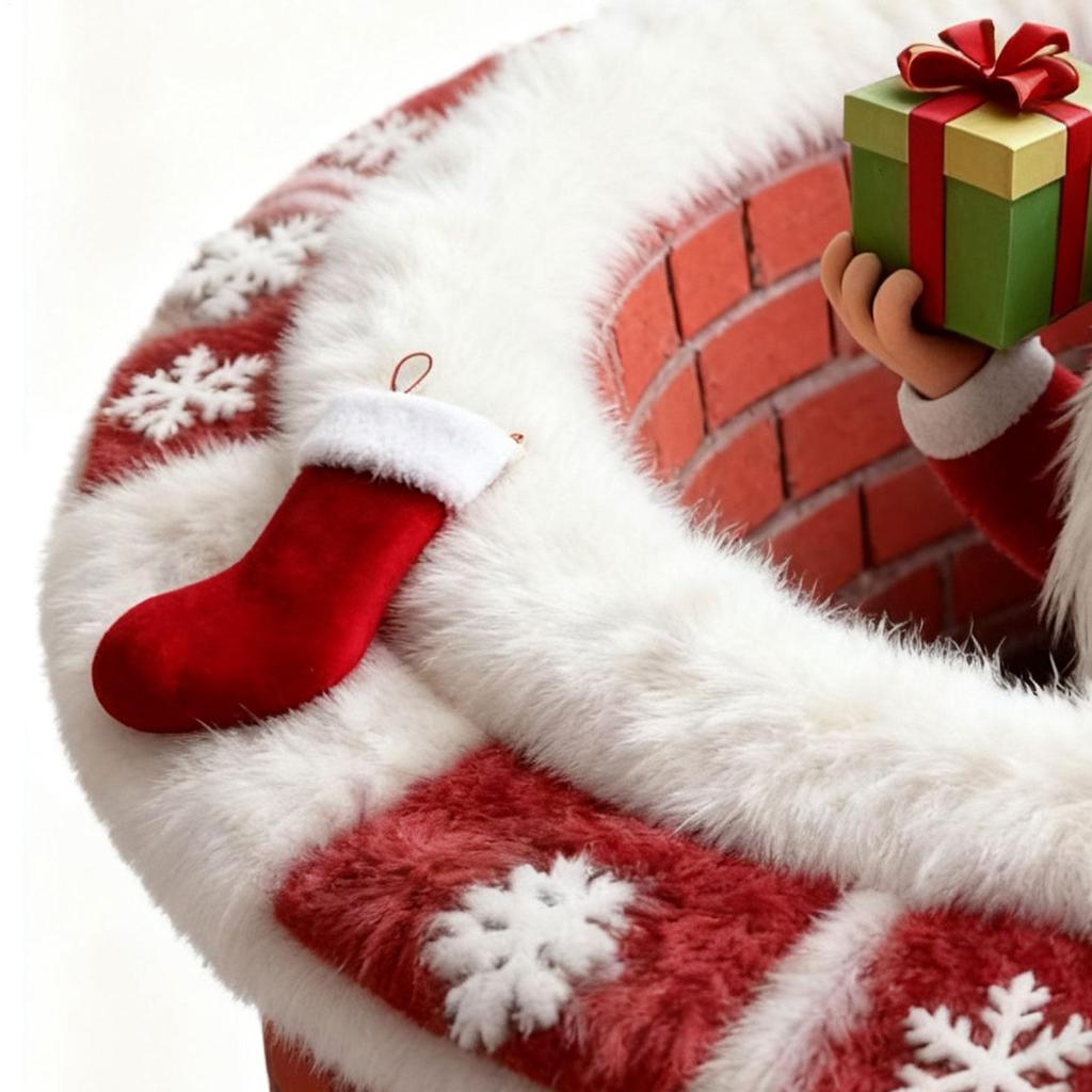 Christmas Decoration Round Carpet Santa Claus Pattern Imitation Cashmere Rug Non-Slip Door Mat Holiday Entryways Decor Mat