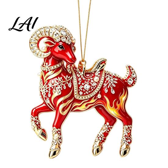Acrylic Ornament for Restaurant 2PCS Christmas Goat Hanging Ornaments Decorative 2D Tree Birthday Party Decor Pendants Lightweight Festive Ornaments