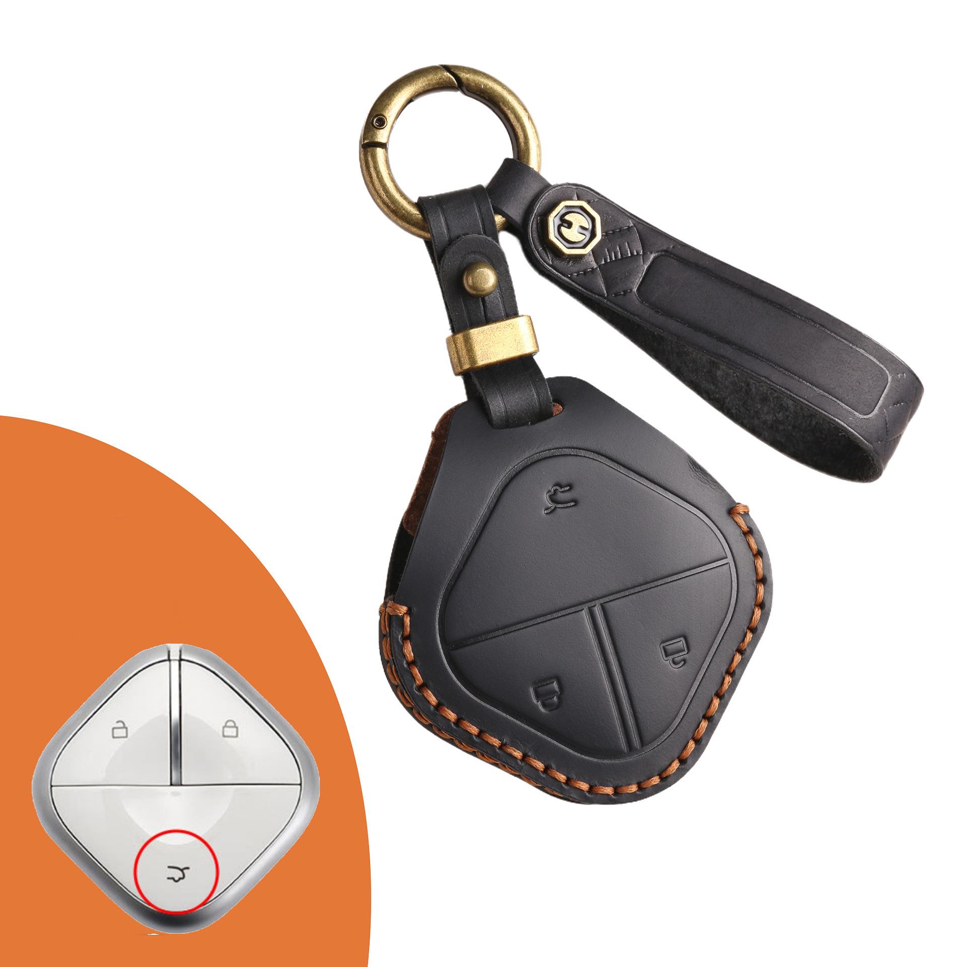 

Suitable for Wuling Colorful Fruit Key Cover Baojun Yueya KIWI Clear Sky EV Protective Cover Cover Leather Keychain Men s чёрный