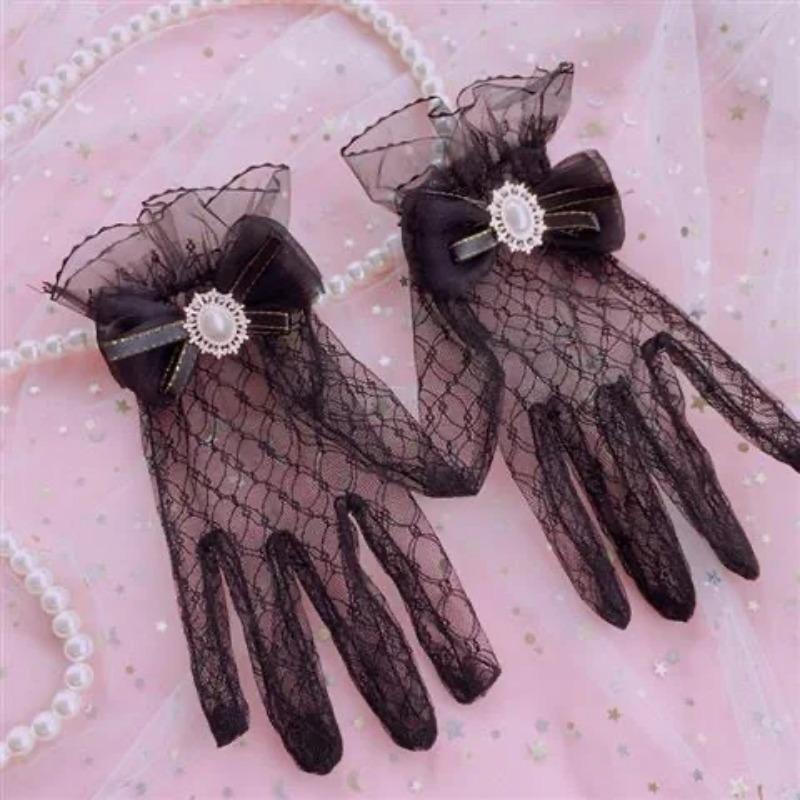 Handmade Lolita Wedding Gloves Tea Party Lolita Gorgeous Elegant Summer Lace Sleeve Ornament
