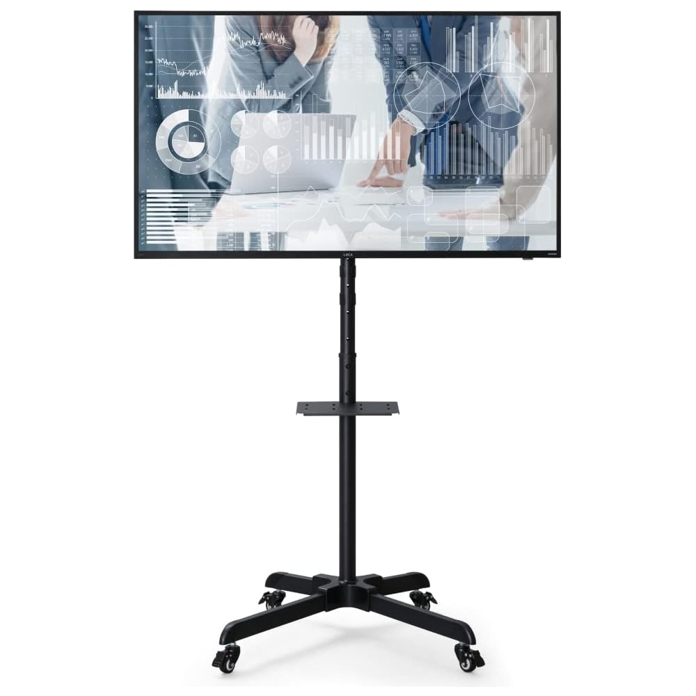 [Recommended for 32-55 inch TVs] [Office Use] Iris Ohyama TV Stand, Portable, Height Adjustable, with Shelf, Monitor Stand, Display Stand, Black UTS-S
