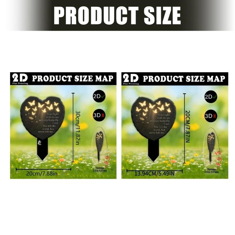 Heart Memorial Plaque Stake Sympathy Grave Markers Acrylic Grave Stake Decorations for Cemetery Outdoors Yard Garden