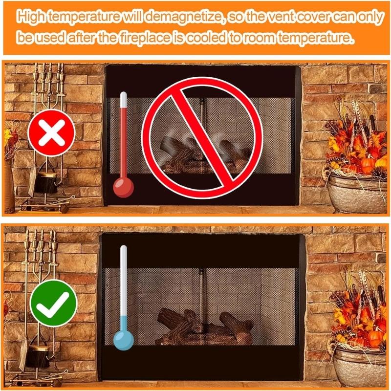 2 Stück Magnetischer Kaminbildschirm Magnetischer Zugluftstopper Praktische Stilvolle Winterlösung Magnetische Kamin Dekoration