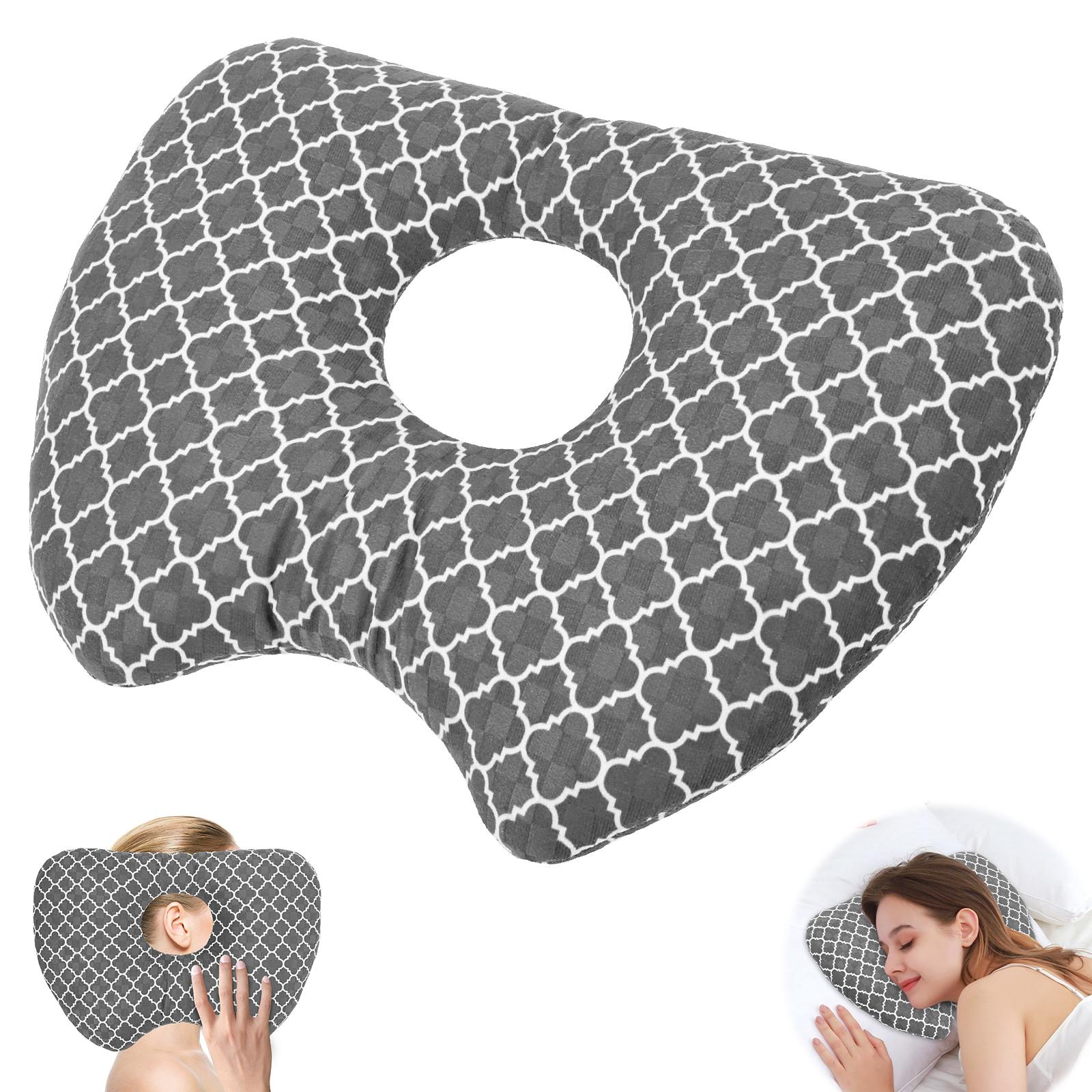 

Ear Piercing Pillow for Side Sleepers Protective Ear Pain Relief Inflammation Pressure Sores Donut with Ear Hole Comfortable