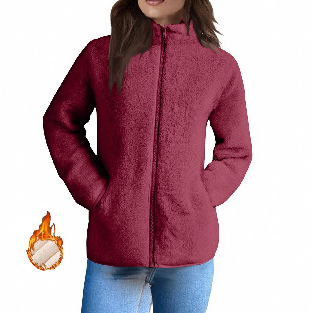 Dámské zimní kabáty Teplé plyšové bundy S otevřeným předním dílem Kardigan s dlouhým rukávem Trendy Chlupavé svrchní oblečení