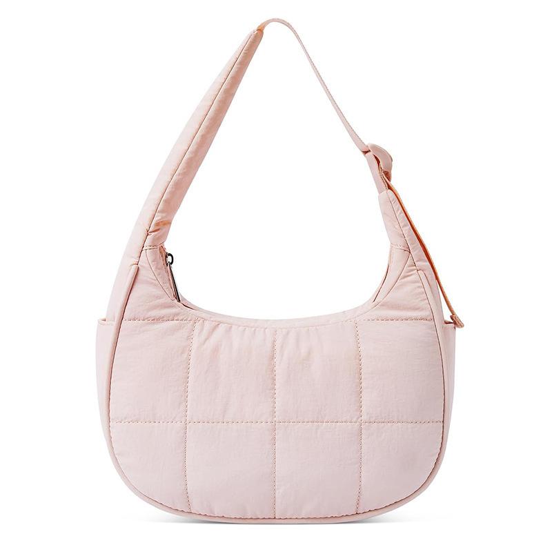 Puffer Crescent Bag for Women Quilted Shoulder Bag Adjustable Strap Shoulder Bag Nylon Work Travel Hobo Bags KTY