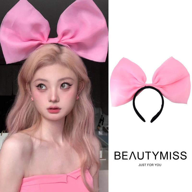 1 Stück Damen rosa blau schwarz übergroßes Schleifen-Stirnband, Schleifen-Stirnband, geknotetes breites Kopftuch-Stirnband, schwarzes Schleifen-Stirnband