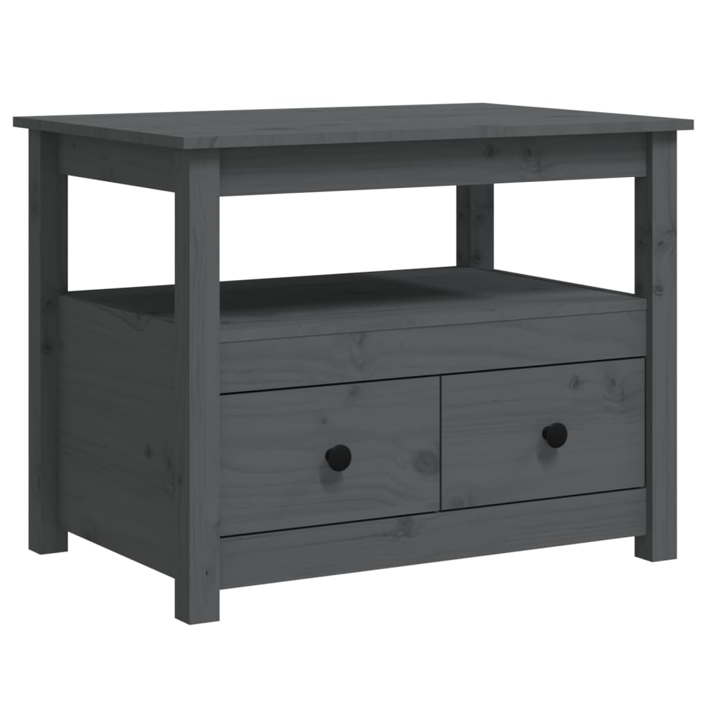 Vidaxl Stolik Kawowy, Szary, 71X49X55 Cm, Lite Drewno Sosnowe