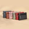 2024 Lychee Pattern Double Zipper Coin Purse, PU Solid Color Card Key Storage Bag - In Stock, Same Day Shipping