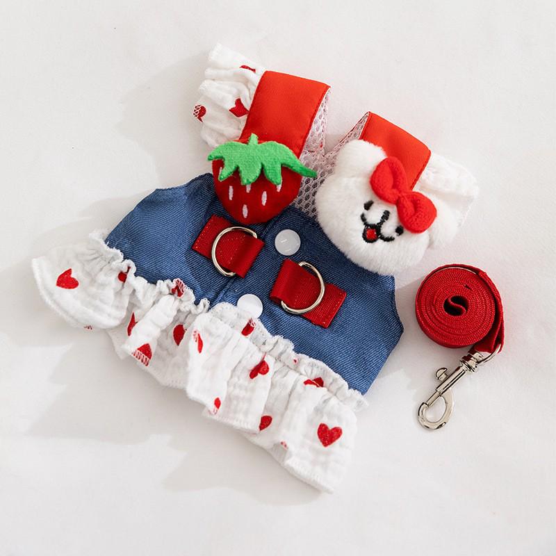 Vestido Vaquero Primavera-Verano: Falda de tirantes estilo Hong Kong para perros y gatos