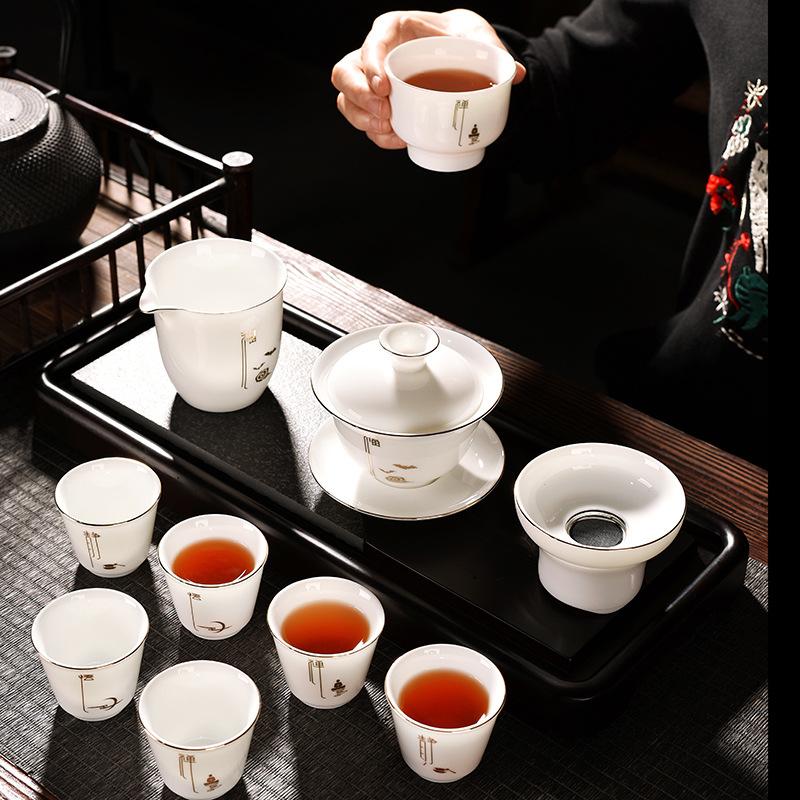 Set de jad cu ceașcă de maestru Stil chinezesc Jingzi Porțelan alb Bol pentru ceai Kung Fu