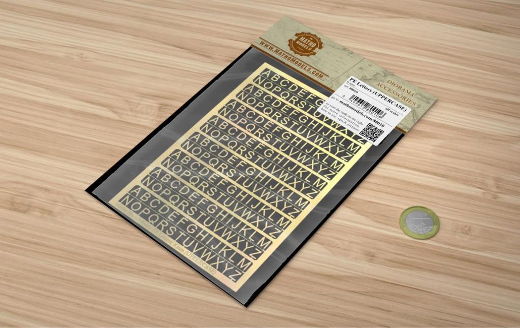 Maso Models Etched Alphabet Uppercase Letter 6mm Miniature Accessory MH80010 Scale-Free Sheet, Size,