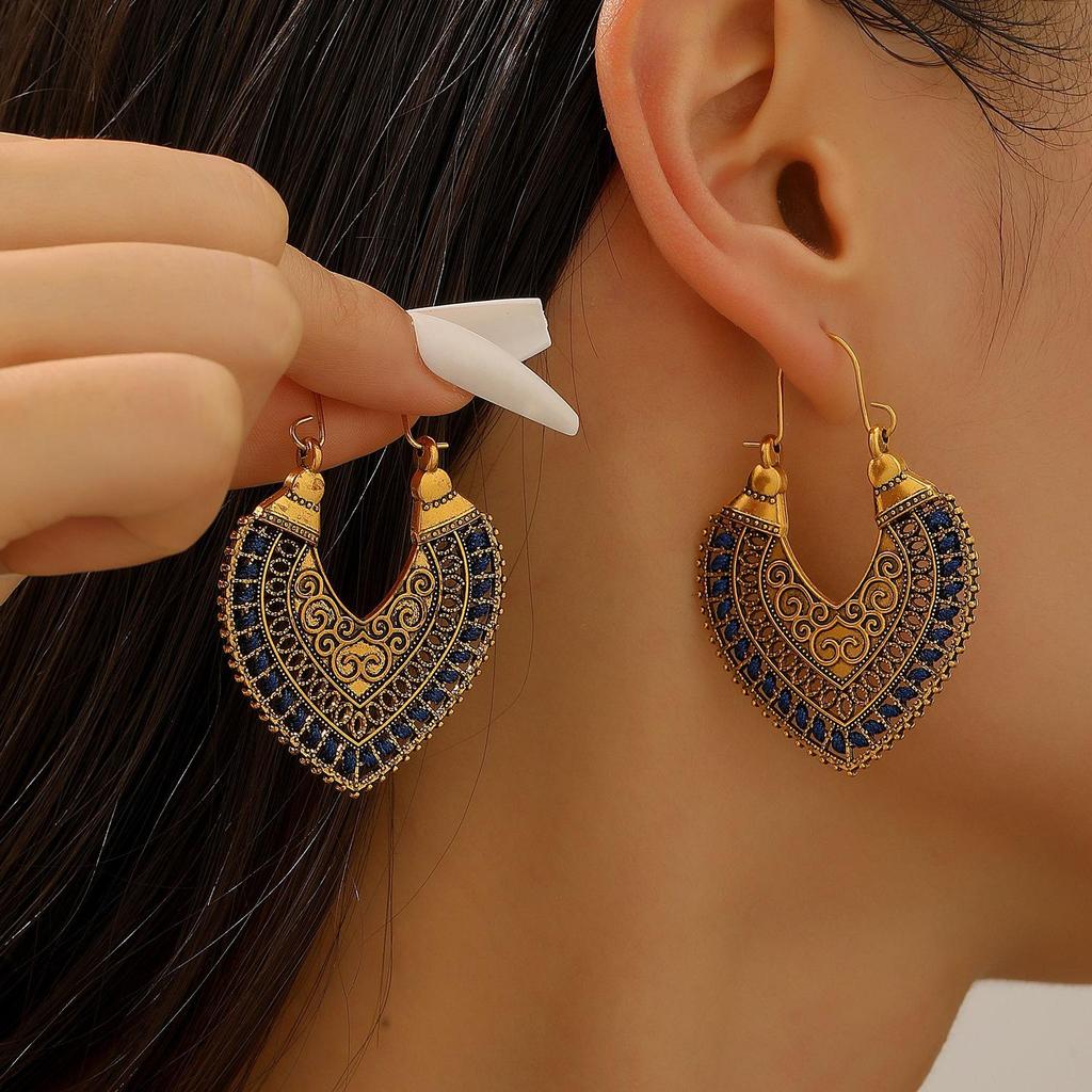 Bohemian Floral Totem Earrings: Elegant High-End Carved Accessories for Women