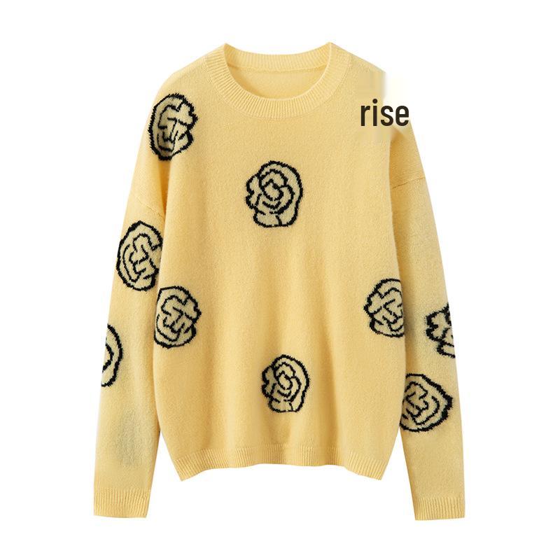 Women's 100% Pure Cashmere Loose Fit Round Neck Sweater - Versatile, Slimming Pullover for Autumn/Winter