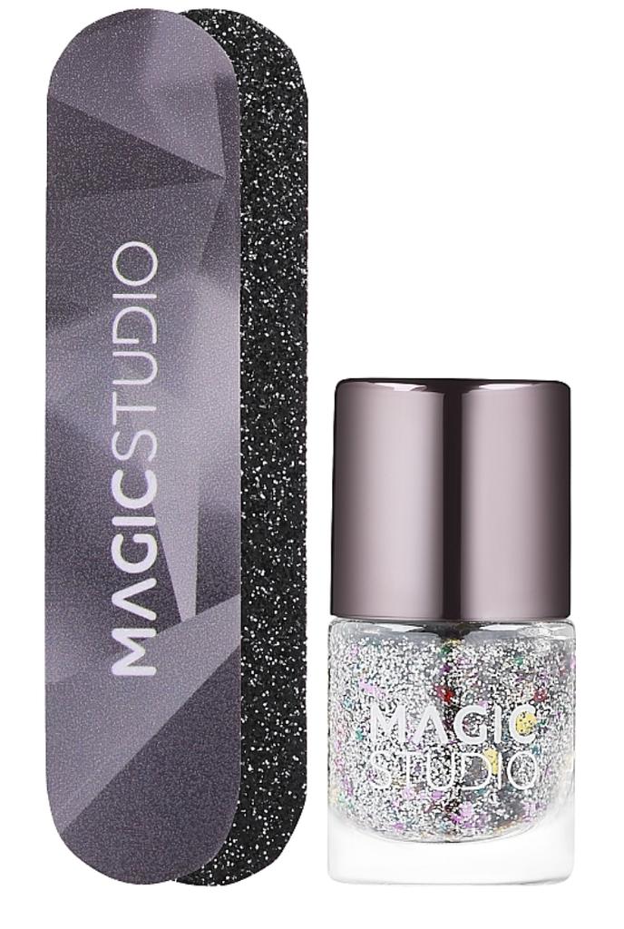 MAGIC STUDIO Black Crystals Zestaw lakier do paznokci+pilnik