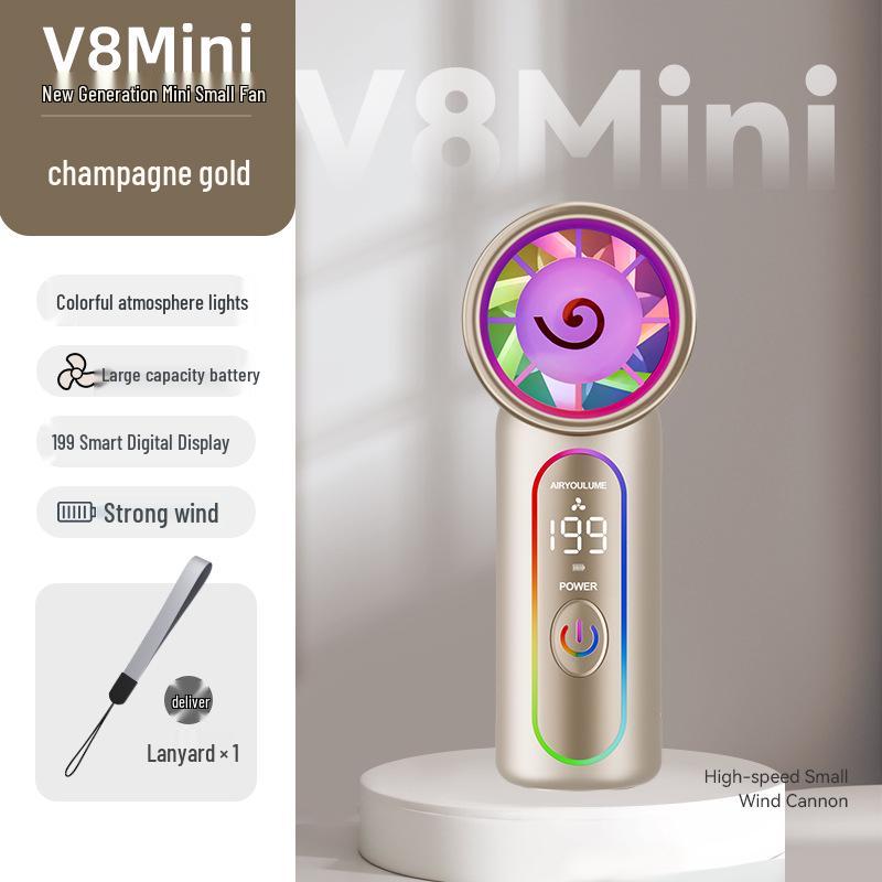 

V8mini High-Speed Turbine Handheld Cooling Fan with Semiconductor Technology for Outdoor Use 3.9×4.9×9.8cm