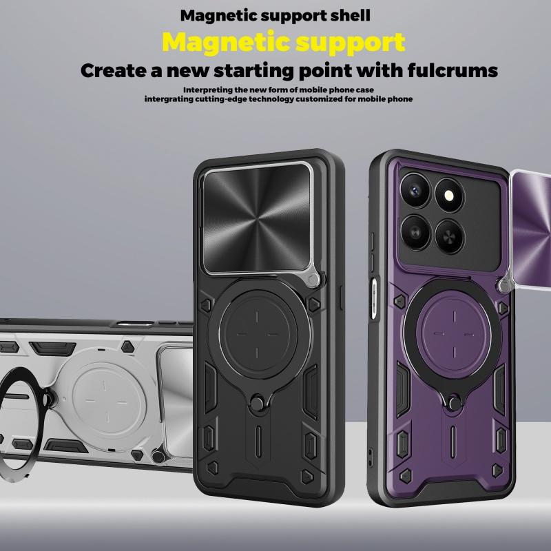 Etui For Honor 400 Smart 5G Global z osłoną obiektywu, Pancerne, Odporne na wstrząsy Etui na telefon Coque For Honor X7D 5G z uchwytem na pierścień