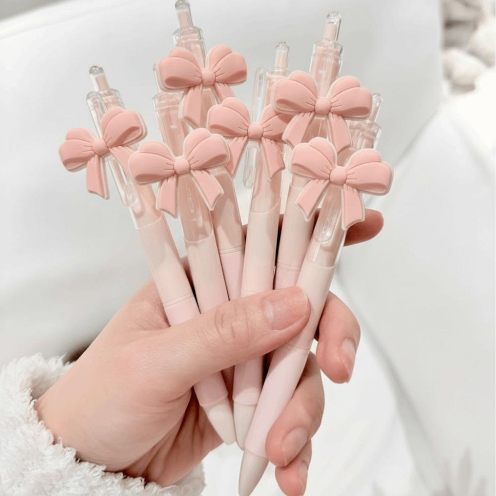 10pcs Set Bow Knot Design Gel Pen 0.5mm Sign Pen Cute Ballpoint Pen Student Stationery