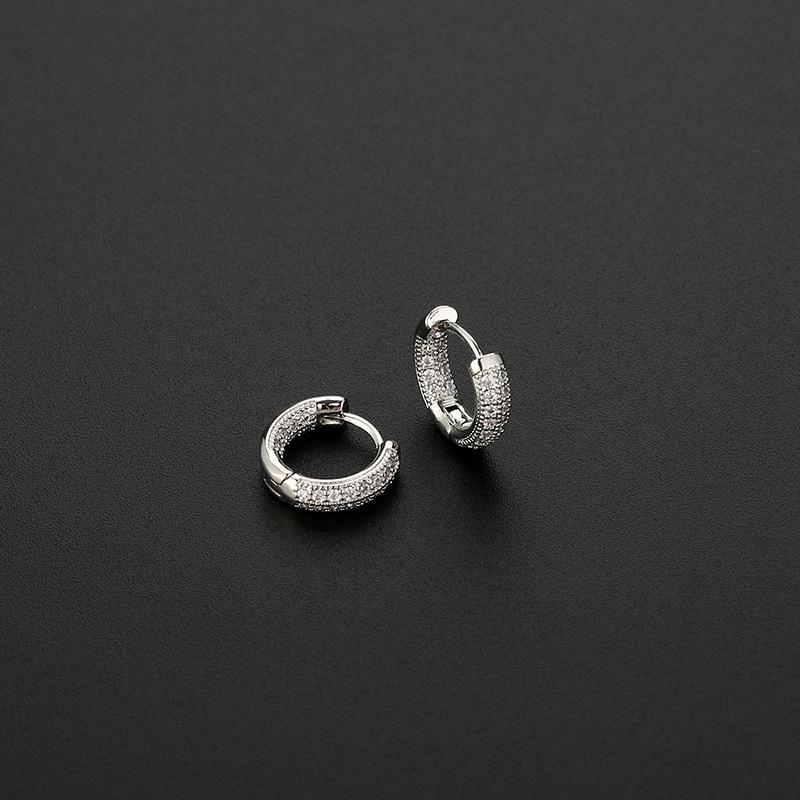 Simple Gold Rose Gold Full Zircon Stud Earrings Fashionable Versatile Hoop Earrings For Women
