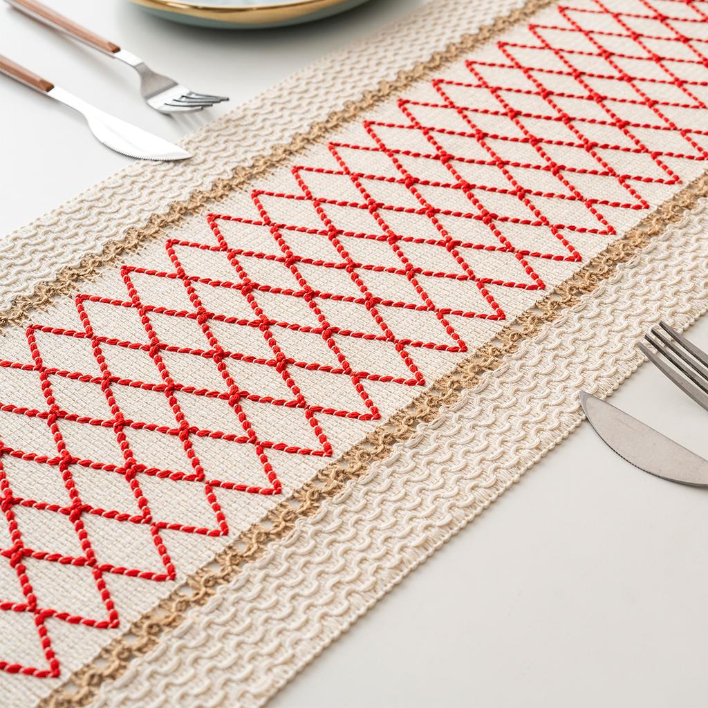 Böhmisch Rustikal Hochzeit Brautparty Abendessen Baumwolle Leinen Tischläufer